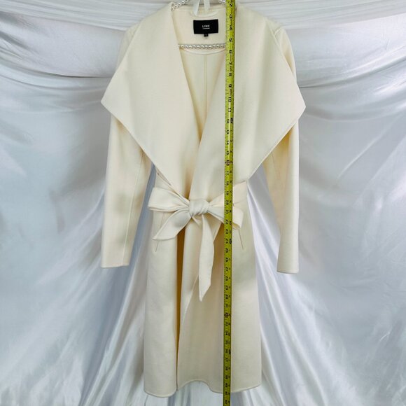 Line "Meghan" Coat - Ivory Wool Wrap Peacoat - Size M - Picture 3 of 12